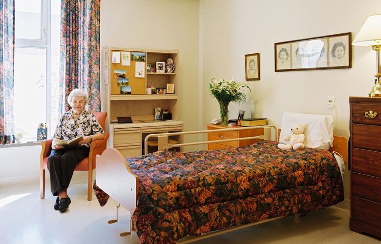 Happy senior in retirement community
